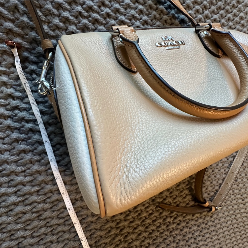 Coach Pebbled Leather Rowan Satchel in Taupe/Beige - Picture 11 of 12